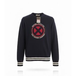 Marvel X-Men Xavier‎ Institute Sweater Navy Comic Book Knit Pullover